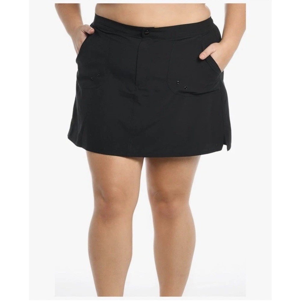 Maxine of Hollywood skirt skort Women's 18W Black 5'' Inseam Woven Swim Plus NEW